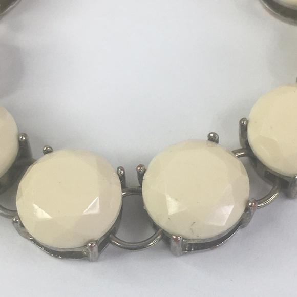 Vintage J Crew Chunky Glass Bracelet Unsinged 7.5"  Faceted cream - Picture 2 of 5